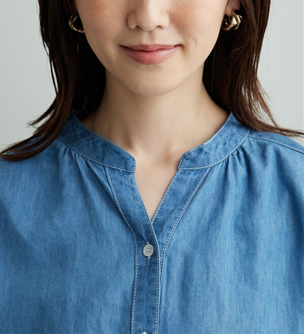 BELLUNA（ベルーナ）の「やわらかデニム素材シャツチュニック（チュニック）」｜詳細画像