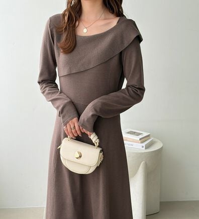 GeeRA（ジーラ）の「オフショル風アシメネックロングニットワンピｰス（ニットワンピース）」