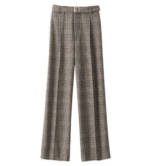 BELLUNA（ベルーナ）の「ストレッチ素材ベルト付ワイドパンツ（ワイドパンツ・ガウチョ）」｜グレンチェック