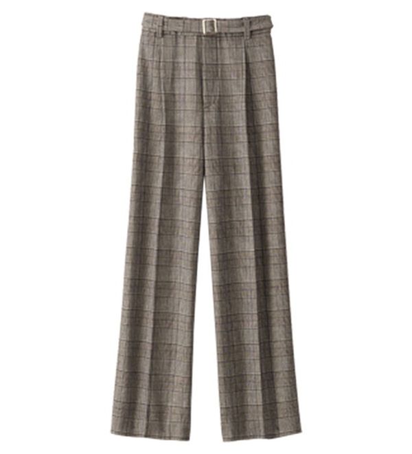 BELLUNA（ベルーナ）の「ストレッチ素材ベルト付ワイドパンツ（ワイドパンツ・ガウチョ）」｜グレンチェック