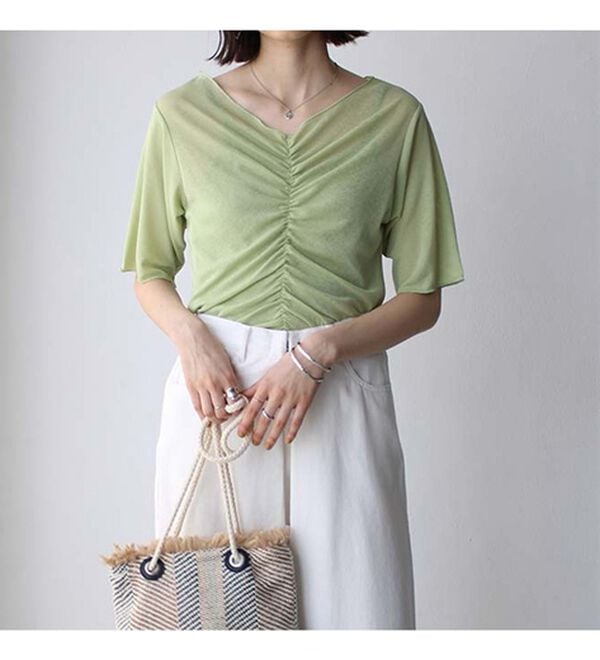 GeeRA（ジーラ）の「Ｖネックシャーリングカットソー（カットソー）」｜詳細画像