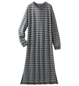 LAVIENNE（ラヴィエンヌ）の「綿混裏シャギーボーダーワンピース（パジャマ・ルームウェア）」｜ブルーグレー