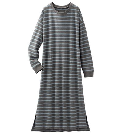 LAVIENNE（ラヴィエンヌ）の「綿混裏シャギーボーダーワンピース（パジャマ・ルームウェア）」