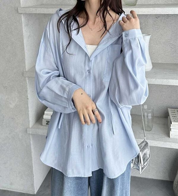 GeeRA（ジーラ）の「フード付きオーバーサイズシャツ（シャツ）」｜詳細画像