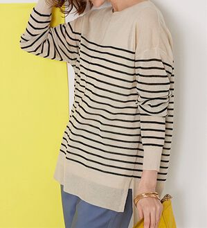 BELLUNA（ベルーナ）の「サラッと爽快！シアー素材ゆったりアンサンブル（アンサンブル）」｜アイボリーボーダー