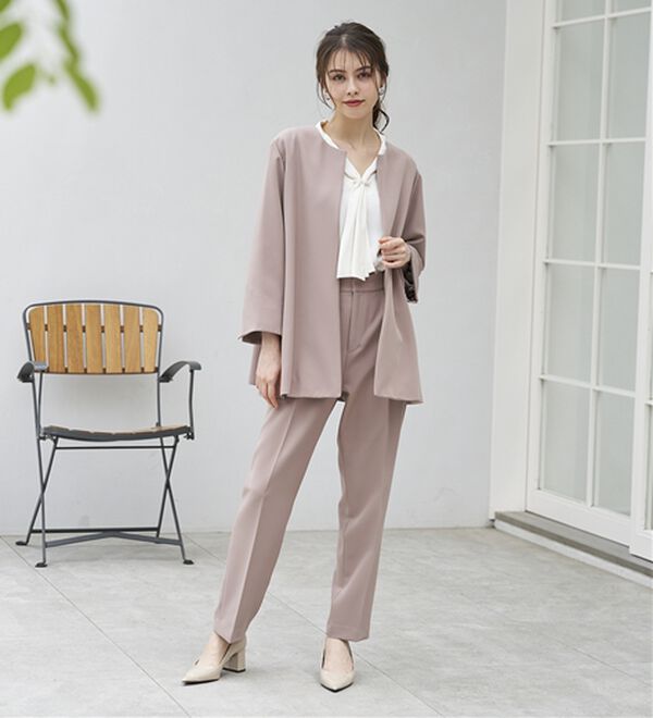 RANAN（ラナン）の「＜２点セット＞洗える！ゆるっとジャケット今どきパンツスーツ（パンツスーツ）」｜ピンクベージュ