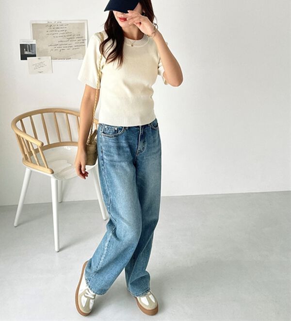 GeeRA（ジーラ）の「編地切替ニットトップス（ニット・セーター）」｜詳細画像