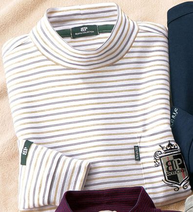 「柔らか素材のブランドハイネックシャツ（メンズカットソー）」