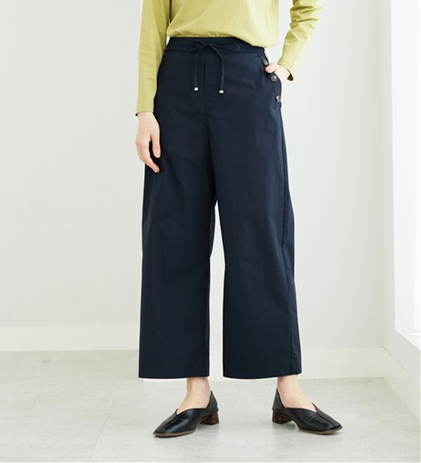 BELLUNA（ベルーナ）の「サラリ綿混ボタン使いワイドパンツ（ワイドパンツ・ガウチョ）」｜詳細画像