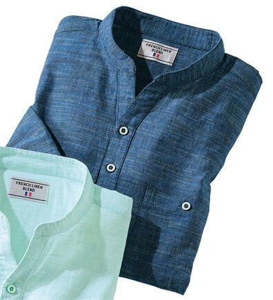 「ひんやり涼やか綿麻ゆったりシャツ（メンズシャツ）」