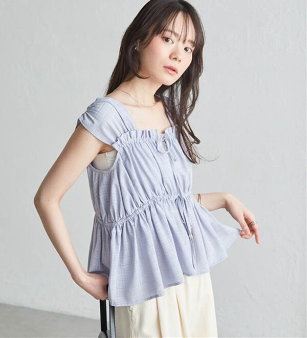 RANAN（ラナン）の「フロントリボンギャザーノースリブラウス（ブラウス）」｜詳細画像