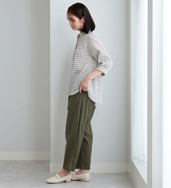 BELLUNA（ベルーナ）の「【お気軽シャツ】ぽこぽこ素材衿＆袖フリルデザインブラウス（ブラウス）」｜詳細画像