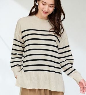 RANAN（ラナン）の「ワイドリブ使いカラーニットチュニック（ニット・セーター）」｜詳細画像