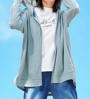 BELLUNA（ベルーナ）の「【接触冷感】絶対に焼けたくない！後プリーツＵＶパーカー（パーカー）」｜セージ