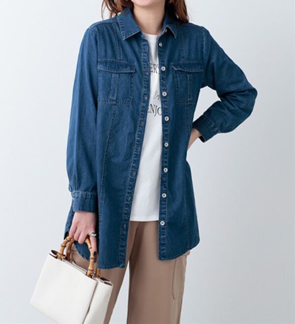 BELLUNA（ベルーナ）の「ポケットデザインデニムシャツチュニック（チュニック）」｜詳細画像