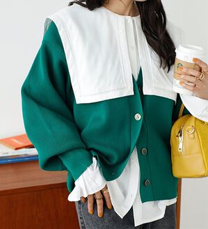 GeeRA（ジーラ）の「コクーンニットカーディガン（ニットカーディガン）」｜グリーン