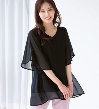 alotta（アロッタ）の「【接触冷感】インナー付き上品ドレープチュニック（チュニック）」