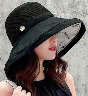 「首まで隠れるつば広帽子（帽子）」｜ブラック