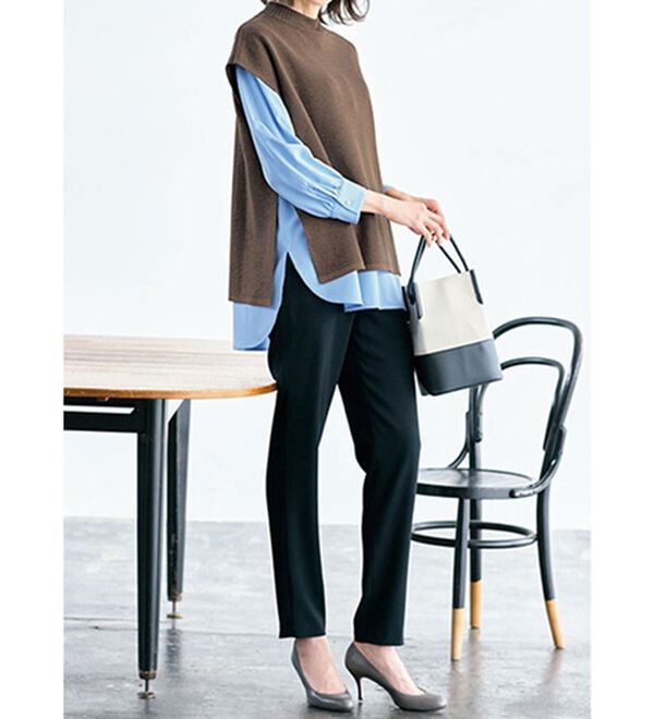 VINNO（ヴィノ）の「ゆるシルエットニットベスト（インナー付）（ベスト）」｜詳細画像