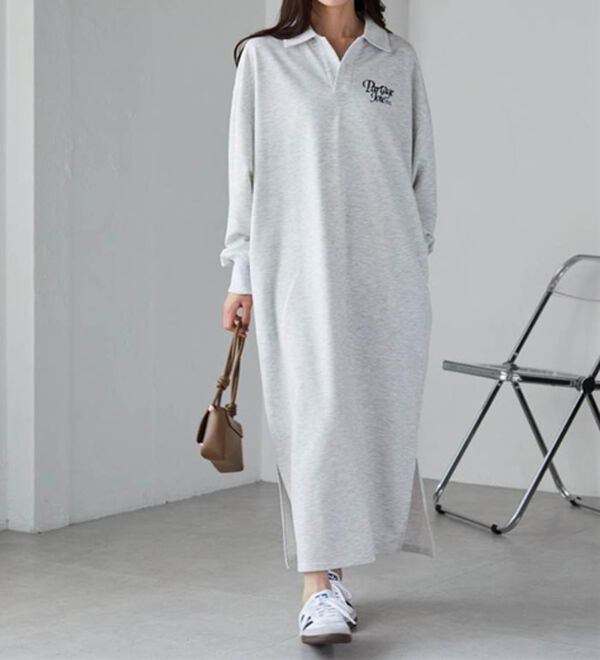 RANAN（ラナン）の「バックプリントポロ襟裏毛ワンピース（その他ワンピース）」｜詳細画像