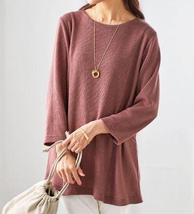 BELLUNA（ベルーナ）の「ふんわり杢調素材切替チュニック（チュニック）」