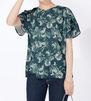 BELLUNA（ベルーナ）の「〈日比谷花壇〉袖フリルデザインブラウス（ブラウス）」｜ネイビー系