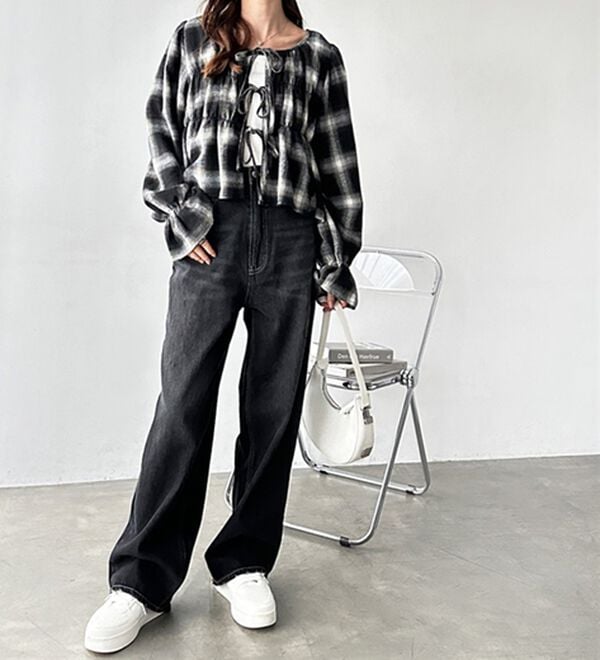 GeeRA（ジーラ）の「ハイウエストストレートデニム（ワイドパンツ・ガウチョ）」｜詳細画像