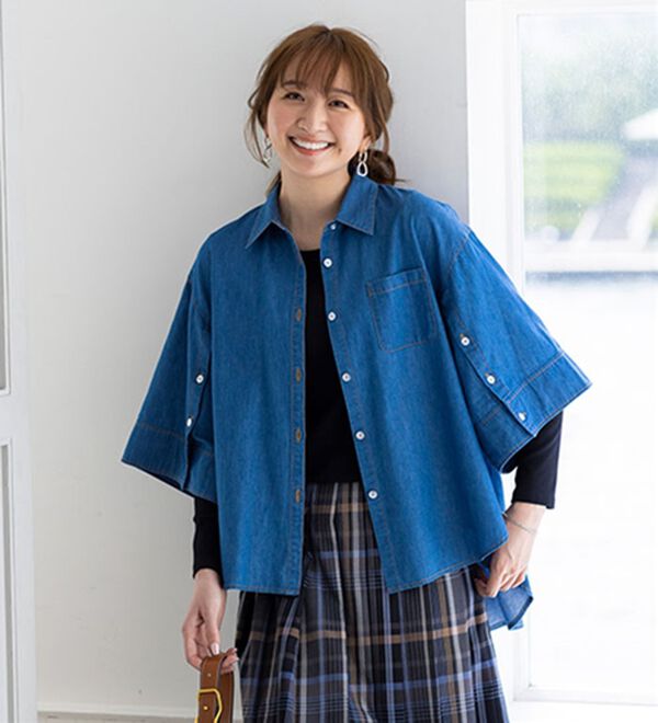 BELLUNA（ベルーナ）の「春の重ね着を楽しむ♪ボタンデザインデニムジャケット（その他ジャケット）」｜詳細画像