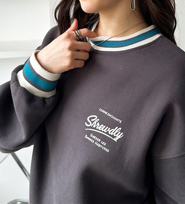 GeeRA（ジーラ）の「ラインリブエンブロイダリー裏起毛スウェット（カットソー）」｜詳細画像