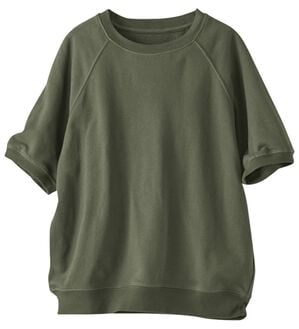 BELLUNA（ベルーナ）の「≪ＨｕｇＲｅａｍコットン≫裏毛半袖プルオーバー（カットソー）」｜カーキ