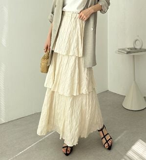 GeeRA（ジーラ）の「ワッシャー素材ティアードスカート（ロングスカート）」｜詳細画像