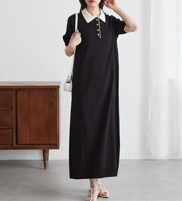 RANAN（ラナン）の「ダブルカラーポロニットワンピース（その他ワンピース）」｜詳細画像