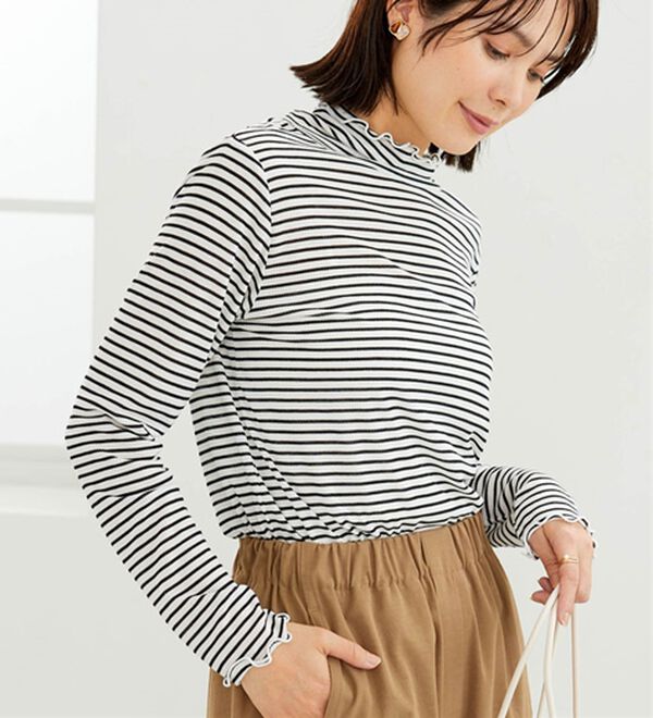 BELLUNA（ベルーナ）の「シアーリブ素材メロー使いプルオーバー（カットソー）」｜詳細画像
