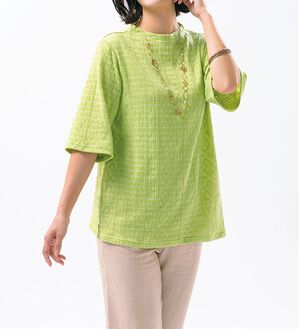 ルフラン（ルフラン）の「涼やかジャカード柄プルオーバー（カットソー）」｜ライトグリーン