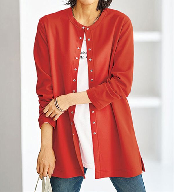 BELLUNA（ベルーナ）の「時短コーデ！ダンボール素材ロングカーデアンサンブル（アンサンブル）」｜コーラル