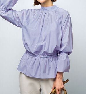 VINNO（ヴィノ）の「ハイネックシャーリングストライプブラウス（ブラウス）」｜詳細画像