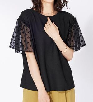 BELLUNA（ベルーナ）の「袖シアードット切替プルオーバー（カットソー）」｜黒