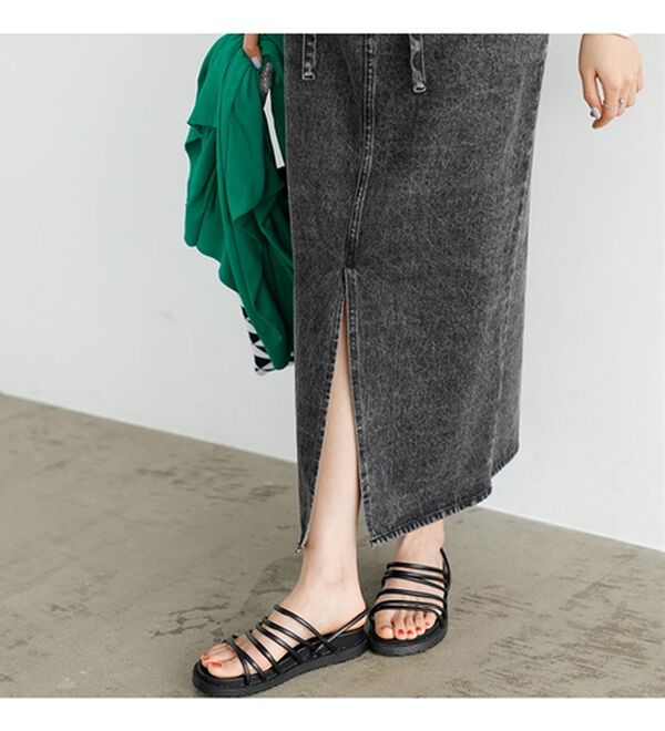 GeeRA（ジーラ）の「フロントスリットナローデニムスカート（ロングスカート）」｜詳細画像