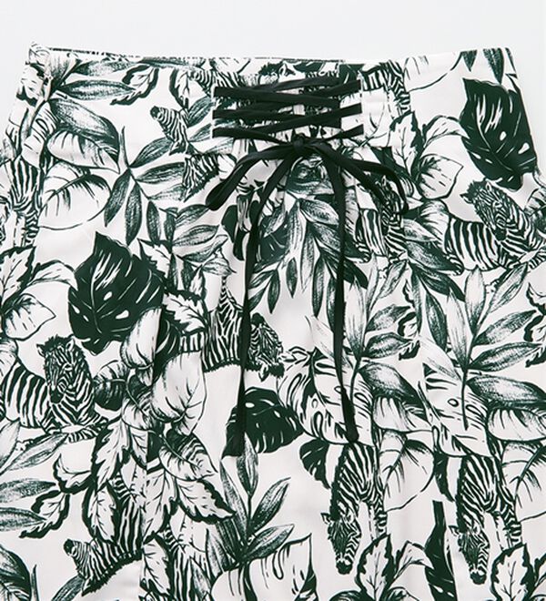 RANAN（ラナン）の「ひんやり！リーフゼブラ柄レースアップマーメイドロングスカート（ロングスカート）」｜詳細画像