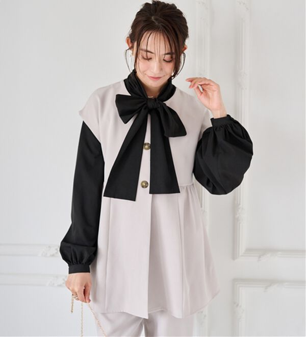 RANAN（ラナン）の「洗える！ペプラムギャザーベストセットアップ（パンツスーツ）」｜詳細画像