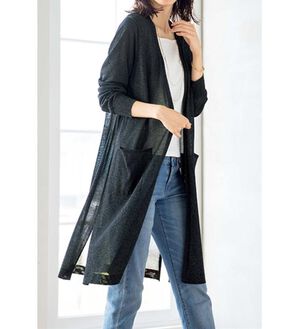 ルフラン（ルフラン）の「上品ロングカーディガン（ニットカーディガン）」｜黒