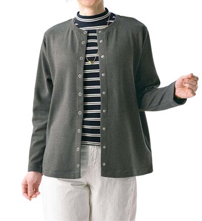 ルフラン（ルフラン）の「なめらかタッチ前あきトレーナー（ニットカーディガン）」