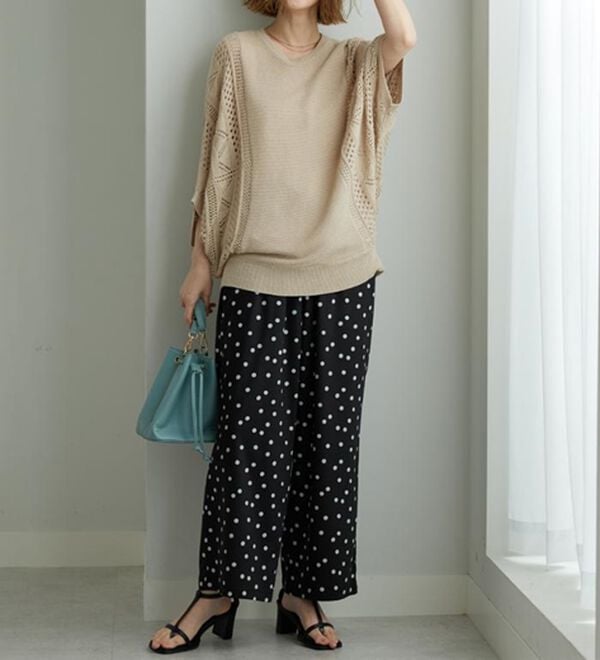 BELLUNA（ベルーナ）の「透かし編ドルマンニットプルオーバー（ニット・セーター）」｜詳細画像