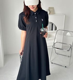GeeRA（ジーラ）の「【Ｕ．Ｓ．ＰＯＬＯＡＳＳＮ】ポロ衿ワンピ―ス（その他ワンピース）」｜ブラック