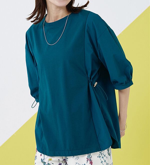 BELLUNA（ベルーナ）の「高見え！異素材切替ドロスト使いプルオーバー（カットソー）」｜詳細画像