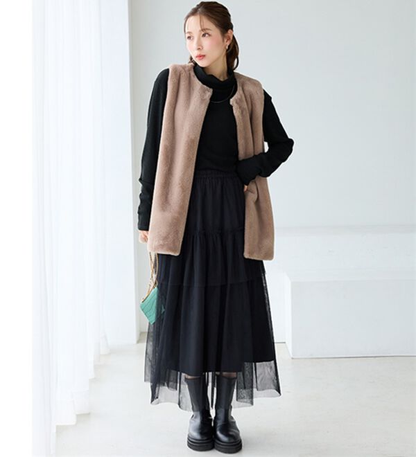 BELLUNA（ベルーナ）の「まるでニット！サラッと軽いリブハイネックプルオーバー（カットソー）」｜詳細画像