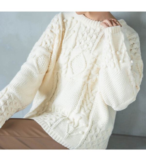 RANAN（ラナン）の「パッチワークケーブル編ニット（ニット・セーター）」｜詳細画像