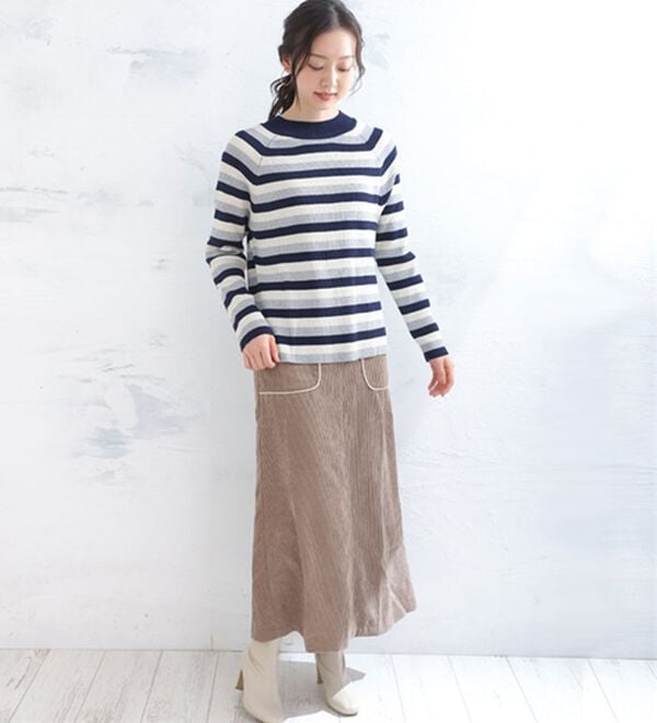 「【ＬＬ～４Ｌ】トライボーダー ラグランニットプルオーバー（ニット・セーター）」｜詳細画像