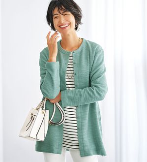 BELLUNA（ベルーナ）の「ツイード調カーデ&times;ボーダーアンサンブル（アンサンブル）」｜詳細画像