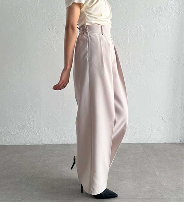 RANAN（ラナン）の「【選べる股下】きれい見え２タックワイドスラックス（ワイドパンツ・ガウチョ）」｜詳細画像